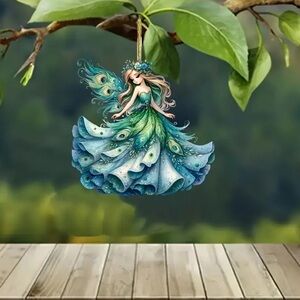 Enchanting Peacock Princess Sun Catcher Acrylic 2D Ornament Charm
